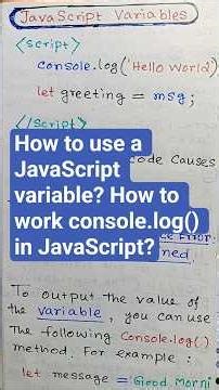 How to use a JavaScript variable? How to work console.log() in JavaScript? #shorts #javascript #js