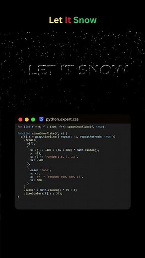 Let It Snow: JavaScript Snowfall Text Effect #coding #programming #christmas #christmas2025 #snow