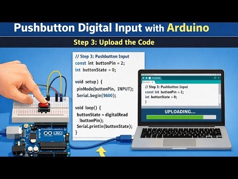 Pushbutton Digital Input with Arduino | Easy Beginner Tutorial 🔘⚡