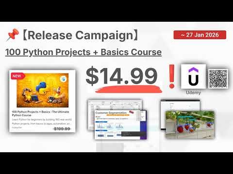 100 Python Projects + Basics | Learn Python the Practical Way | From Basics to AI