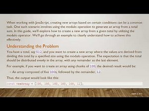 Create a New Array from Total by Modulo in JavaScript