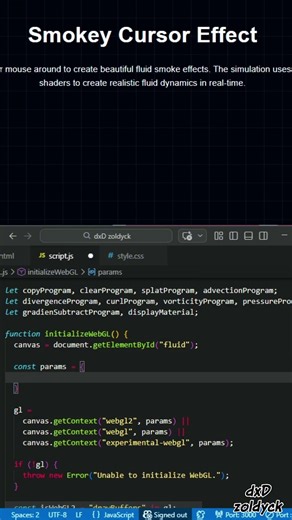Smokey Cursor Effect Javascript #webdevelopment #coding