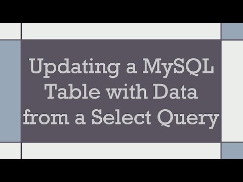 Updating a MySQL Table with Data from a Select Query