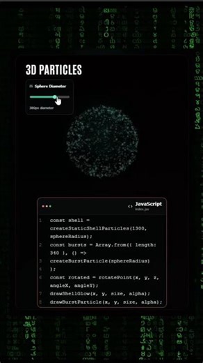 JavaScript Particles Creating a 3D Sphere ⚡ React + Canvas Animation #shorts #javascript #react