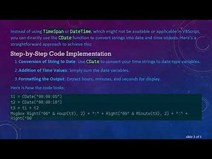 How to Effectively Add Time Values in HH:MM:SS Format Using VBScript