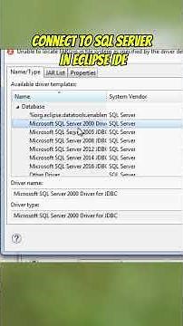 Connect to SQL Server in Eclipse IDE #sqlserver #eclipseide #javaprogramming