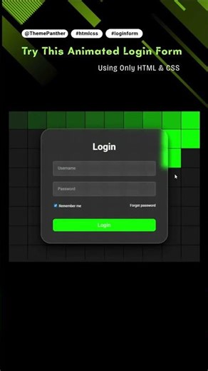Animated login form using only HTML & CSS | Transparent Login Form🔥#loginform #htmlcss#login #shorts