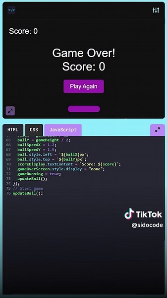JavaScript Paddle Game with Score Logic