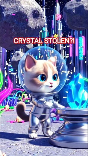 Alien Cat Epic Space Chase 😱🚀 | Funny 3D Animation Crystal Heist #Shorts