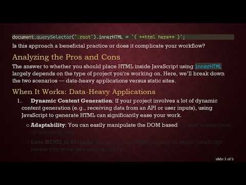 Should I Place My HTML Inside JS? Exploring the innerHTML Approach Like React.js