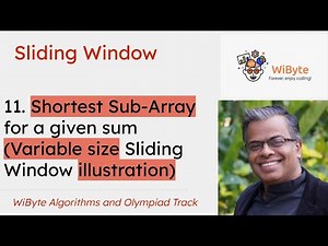 11. Sliding Window: Shortest Sub-Array: Illustration of Variable size Sliding Window algorithm