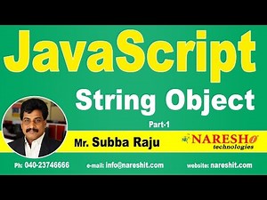 JavaScript String Object Part 1 | JavaScript Tutorial | Mr. Subba Raju