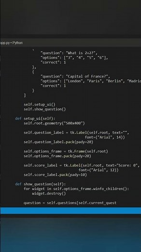 🔥 Python Quiz App in Just 2 Minutes! | Mini Project for College Students#python #project #coding