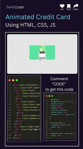 💳 Animated Credit Card UI That Feels ALIVE! | HTML CSS JS Magic #Shorts #coding #htmlcssjavascript