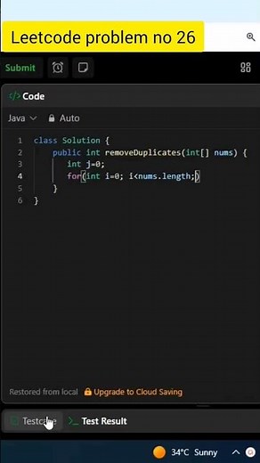 Remove duplicates from sorted array | Leetcode problem solving #leetcode #java #shots