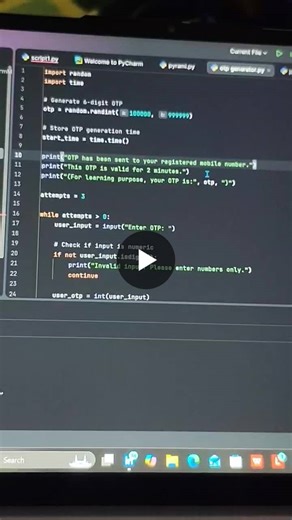 🚀 Ever wondered how login systems send OTPs and verify them securely within seconds? 🔐 In this project, I built a simple and realistic OTP verification system using Python 🐍 to understand how… | B. Lakshmi Vara prasad