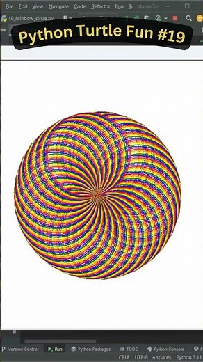 Python Turtle Fun #19 | Creating a Stunning Rainbow Circle with Python Turtle! 🌈🐢 #matrixcode