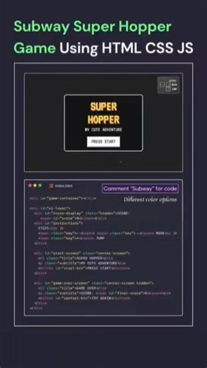 Subway super hopper game using Html CSS and JS #coding #frontendcourse #devloper #javascript #viral