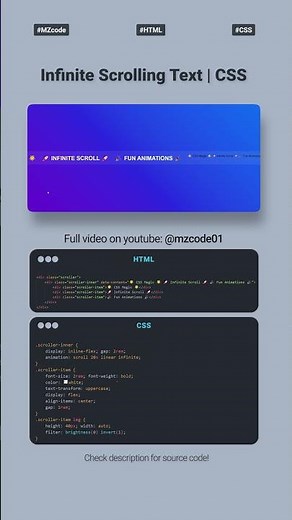 🎨✨ Infinite Scrolling Text & Logo Animation | MZCODE01 | Responsive #webdesign #css #shorts #csstips