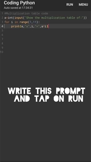 #how to create multiplication table in python