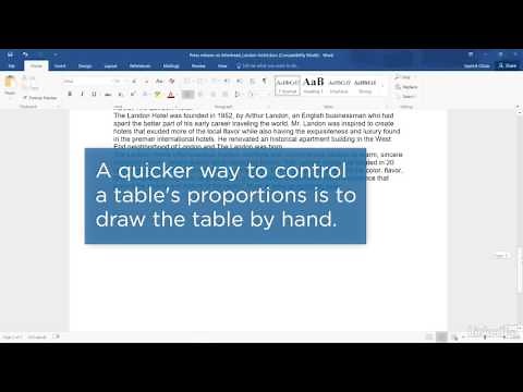 Word Tutorial - Draw a Table