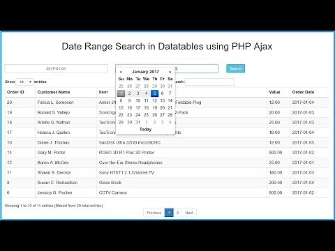 Date Range Search in Datatables using PHP Ajax