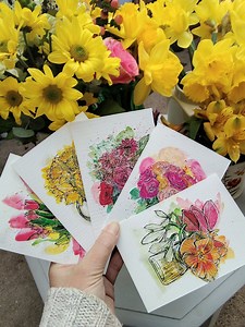 Set of 10 Flower Notelets - Etsy UK