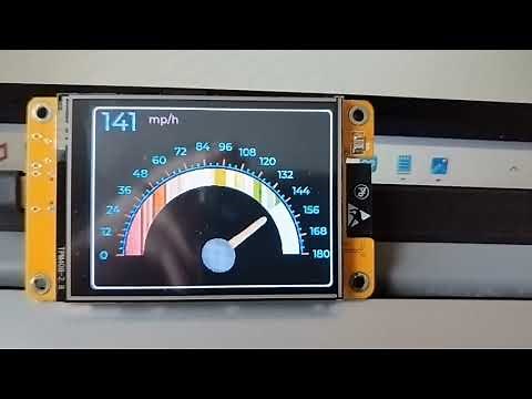 LVGL ESP32 2432S028R CYD (Beginner) create a simple speedometer with Arc, Scale, Image and Label.