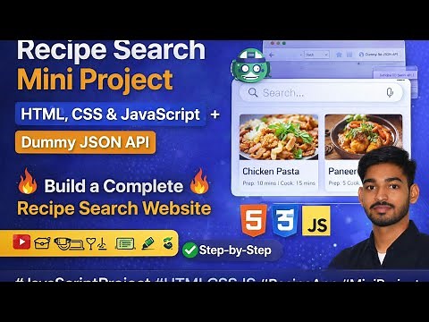 Full Recipe Website using HTML, CSS, JavaScript & Dummy JSON API | Complete Mini Project