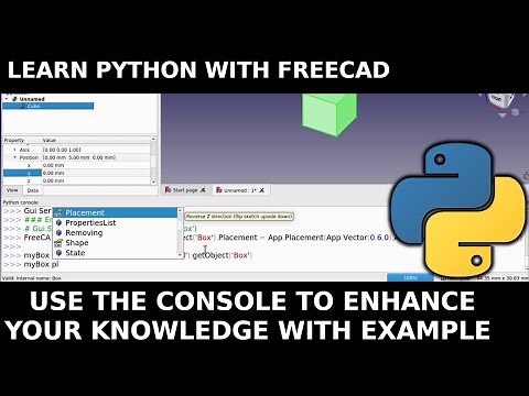 freeCAD: Tips on using the Python console to learn to code, command reference, code completion