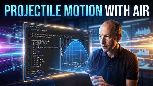 Python tutorial: Predicting maximum projectile distance when air resistance matters