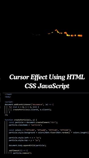 Cursor Effect Using HTML CSS JavaScript 🔥💨 | Satisfying Animation|‪@cs_unlocked‬ #viral #coding