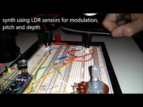 Arduino Nano + Mozzi Synth library. LDR/LED control