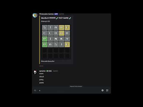 Wordle Game in Discord Showcase (Discord.py Python Bot)