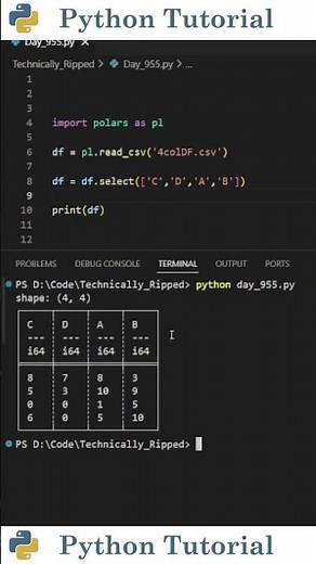Reordering Columns In Polars | Python Tutorial