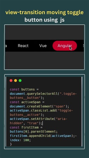View‑Transition Moving Toggle Button | using js