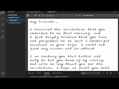 handwritten.js - Convert typed text to realistic handwriting PDF JPEG Image