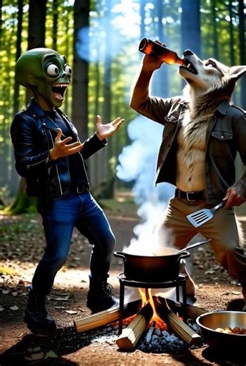 These Two Cryptids Made the Weirdest Meal Ever #aliens #wolf #foodfail