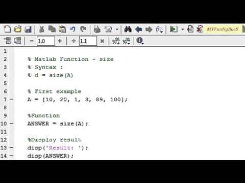 Matlab Function - Size of an array-size( )