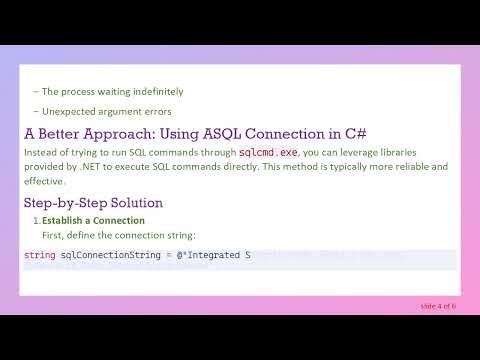 How to Execute SQL Commands in C# Using sqlcmd.exe Easily