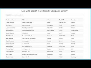Live Data Search in Codeigniter using Ajax JQuery
