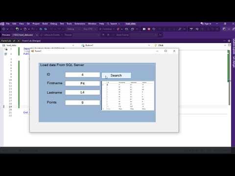 Visual basic net retrieve data from SQL server Database and display in textbooks -Visual studio 2026