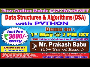 Data Structures & Algorithms with PYTHON Online Training @ DURGASOFT