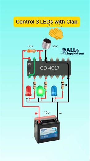 Control LEDs Using Sound – Amazing CD4017 Trick #Shorts
