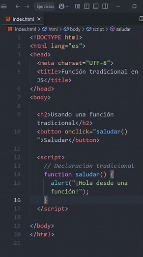 Tu primera función en JavaScript fácil, útil y en segundos #shorts #jsfacil ✅