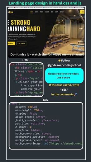 Landing Page Design in HTML CSS JavaScript | Web Dev Short #short #css #javascript