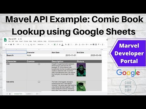 Marvel API Example: Comic Book Lookup on Google Sheets