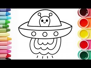Alien Drawing and Coloring for Kids and Toddlers | Easy Step by Step Tutorial