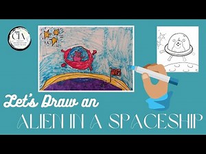 🚀 Easy Alien in Spaceship Drawing for Kids | Step-by-Step Tutorial