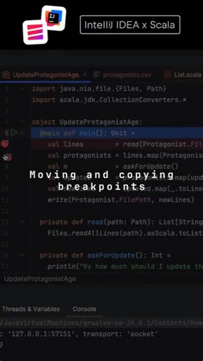 IntelliJ IDEA x Scala: Moving and Copying Breakpoints
